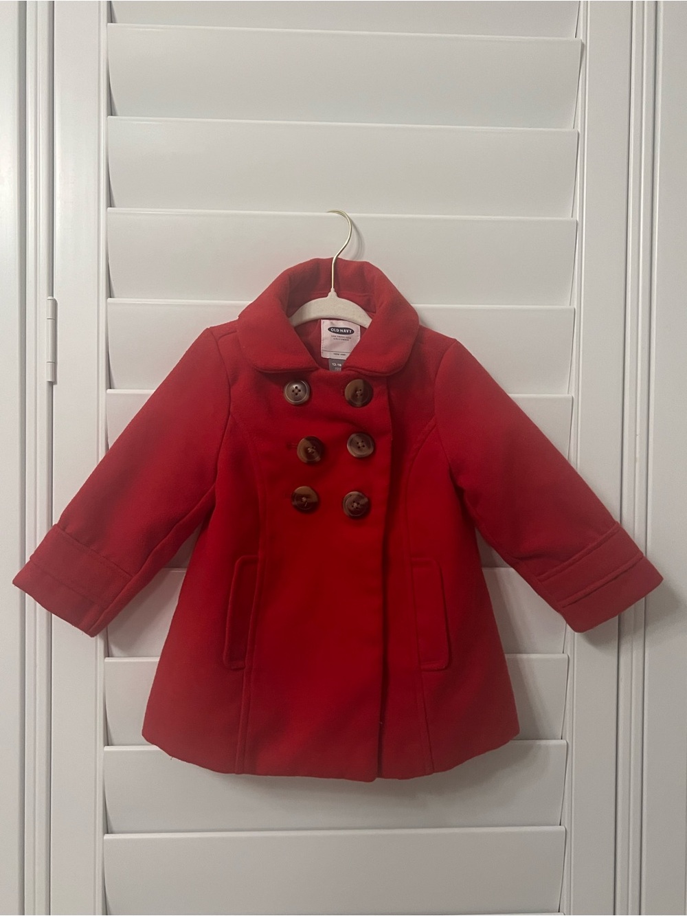 Old Navy Red Double-Breasted Kids Peacoat 12-18 Months